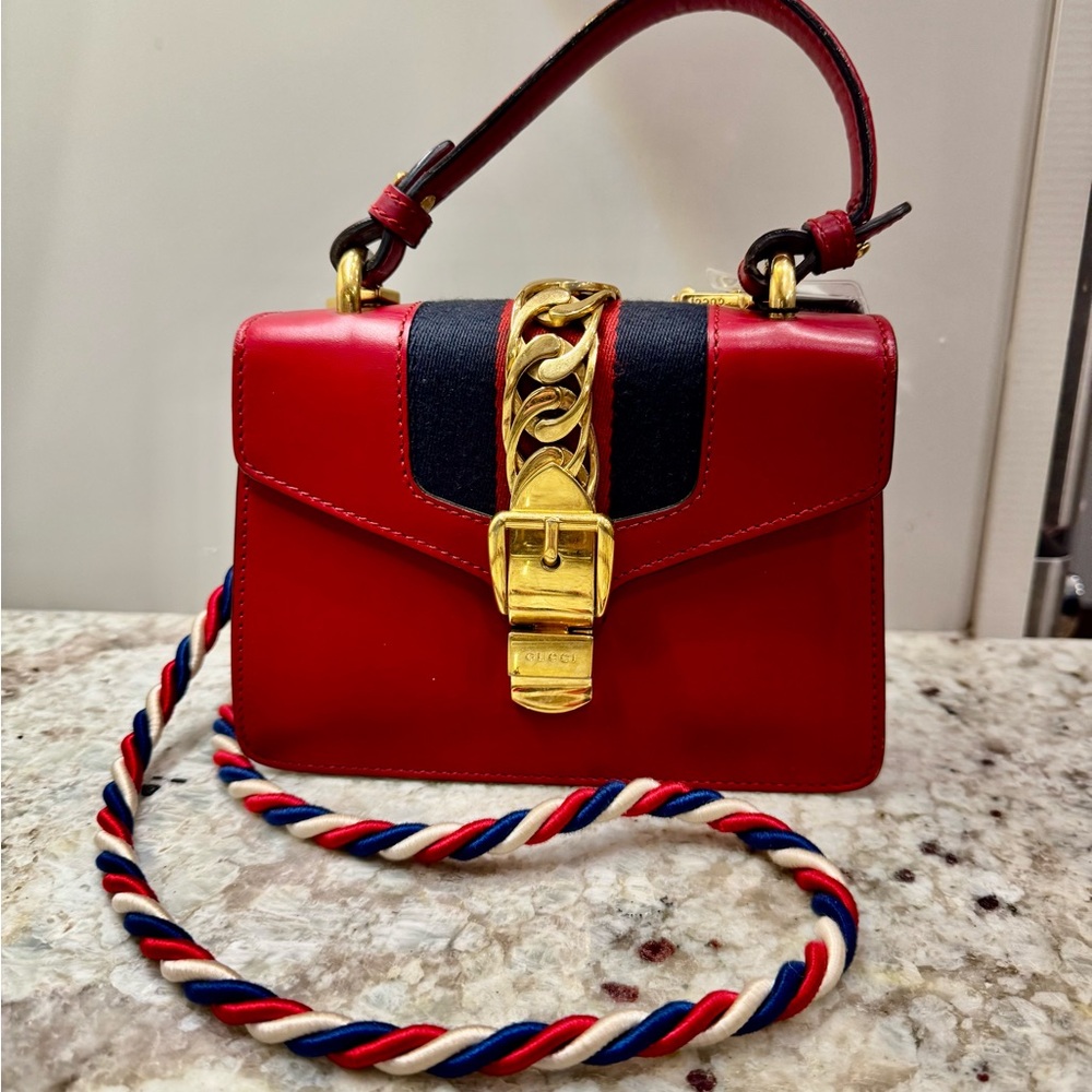 Gucci Red Mini sylvie Bag with rope chain COA included